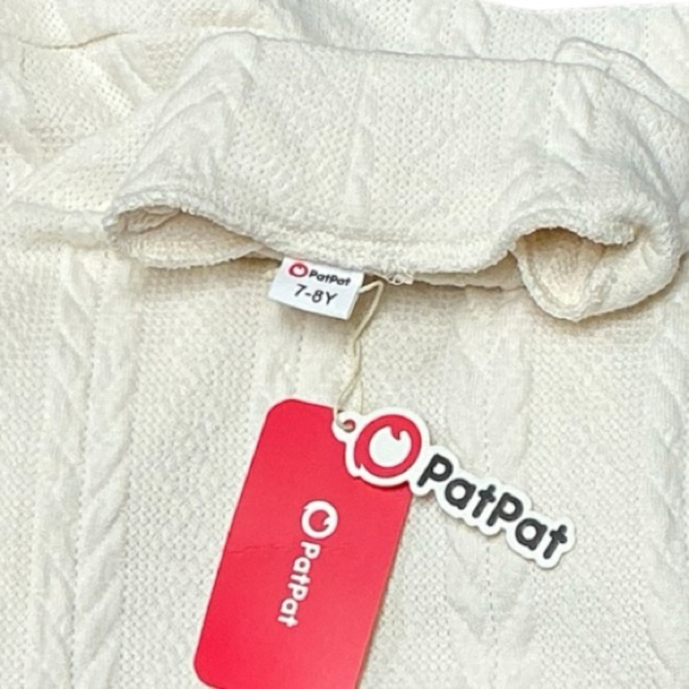 PatPat - NWT - Cream Cable-Knit Turtleneck Sweater Dress for Girls - Picture 2 of 7